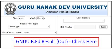 Guru Nanak Dev University Result 2024 OUT, Direct Link to .